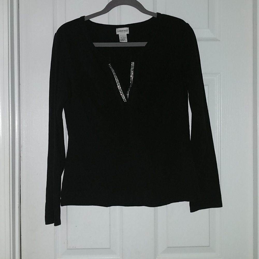 Fashion Bug black stretch long sleeve top Sz L